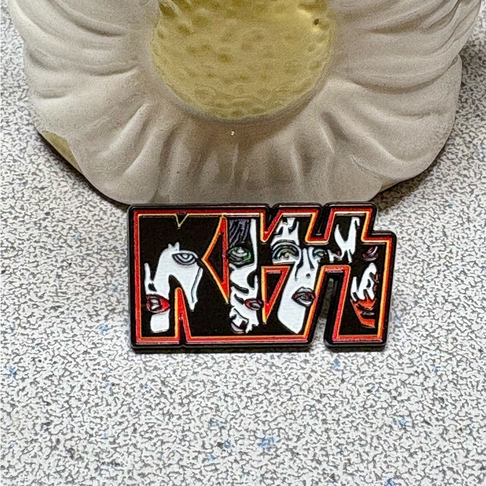 Kiss Band Logo Enamel Pin - Red and Black